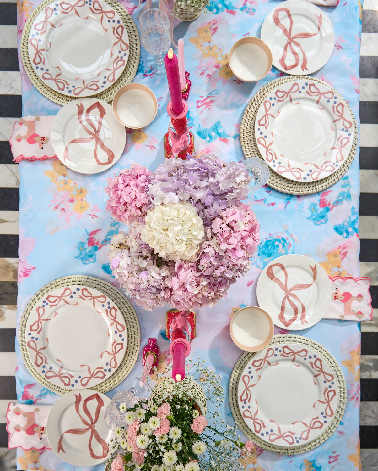 Blush and bows dinner plate (set of 6)