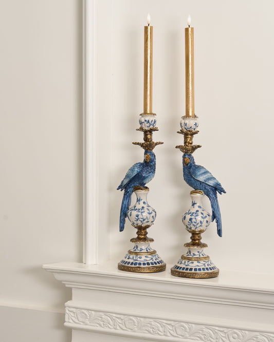 Aves candle holder, blue (set of 2)