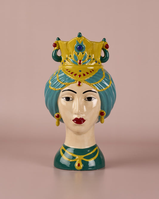 Gilded goddess handpainted vase
