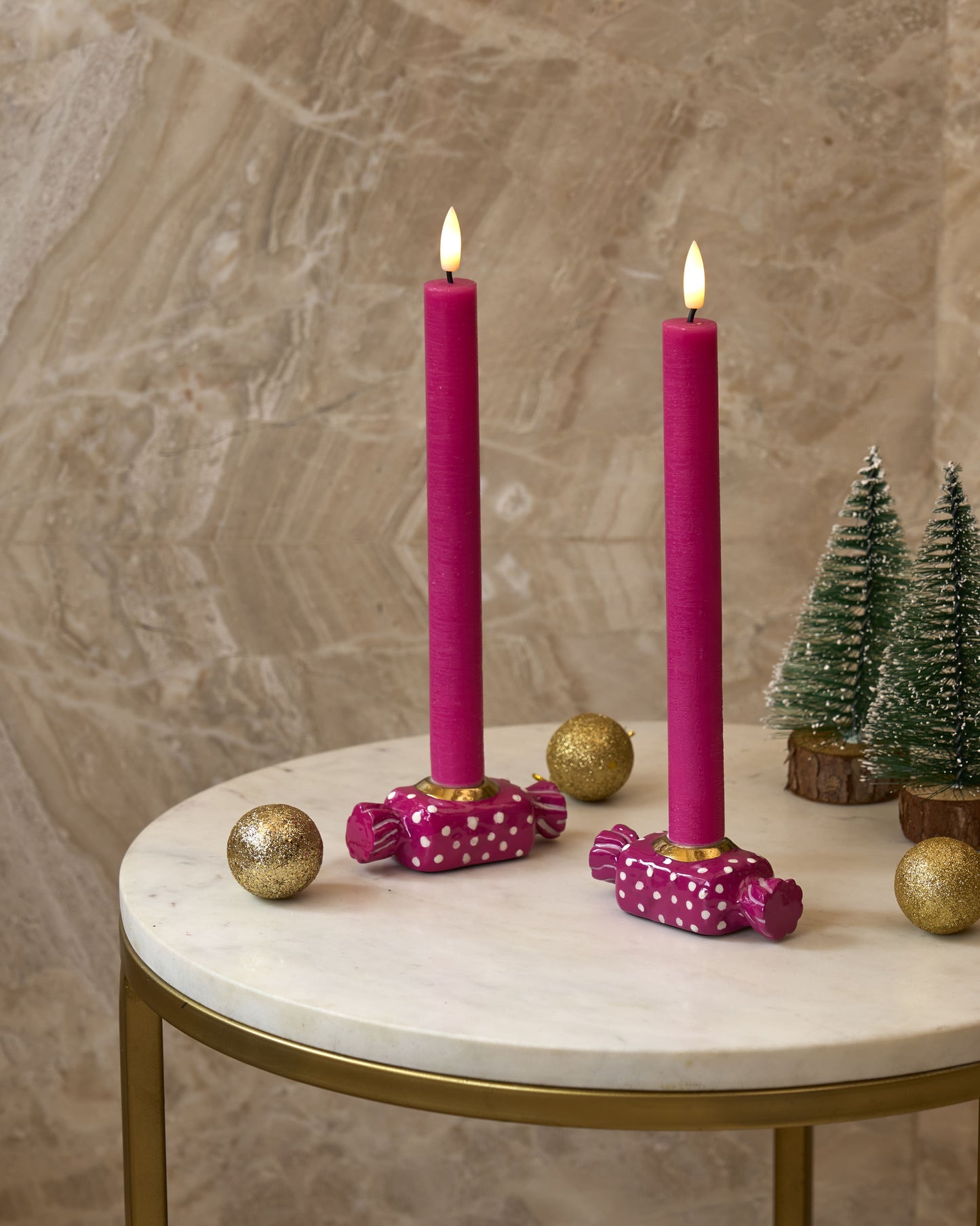 LED taper candle, pink