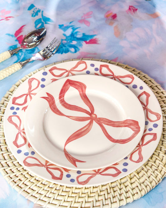 Blush and bows dinner set (set of 6)