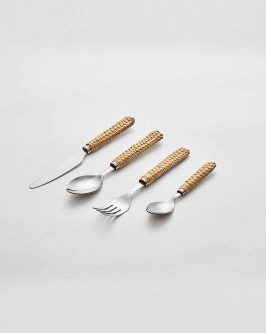 Brown Rattan Cutlery (4 piece set)