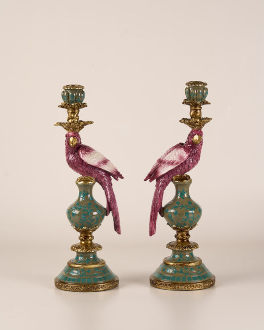 Aves Candle Holder, purple (set of 2)