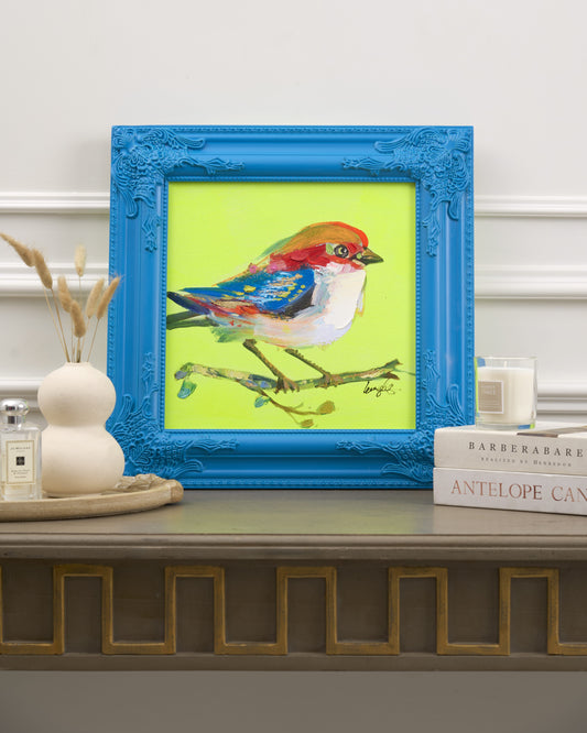 Lovebirds Handpainted, neon yellow