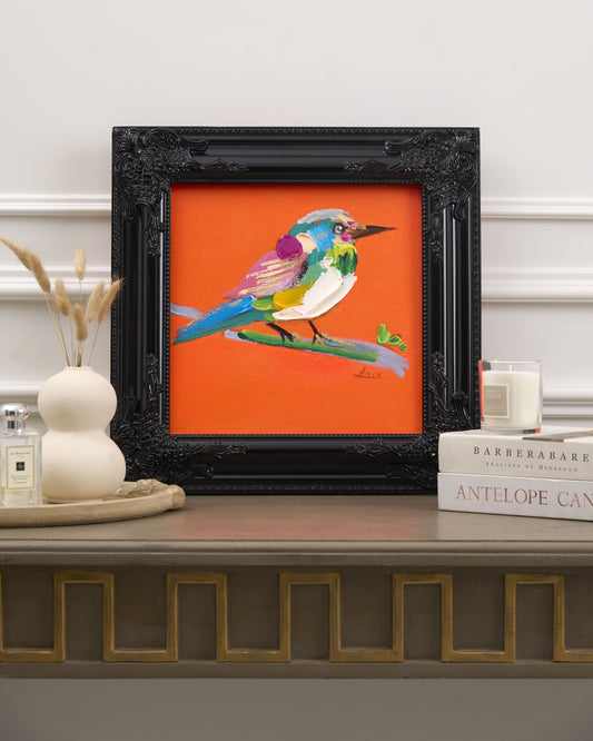 Lovebirds Painting (Handpainted), neon red