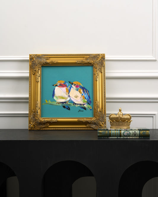 Lovebirds Painting (Handpainted), turquoise
