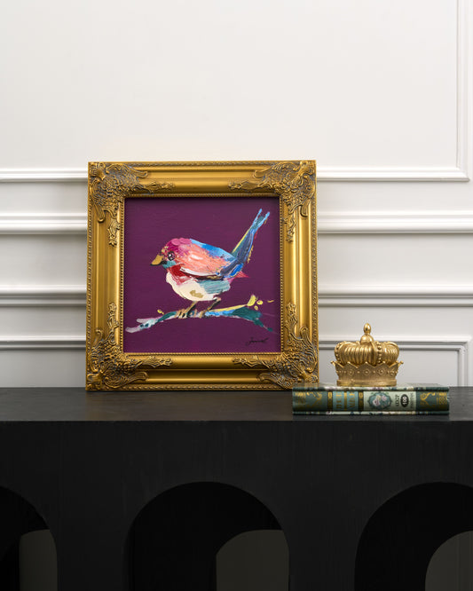 Lovebirds Painting (Handpainted), purple