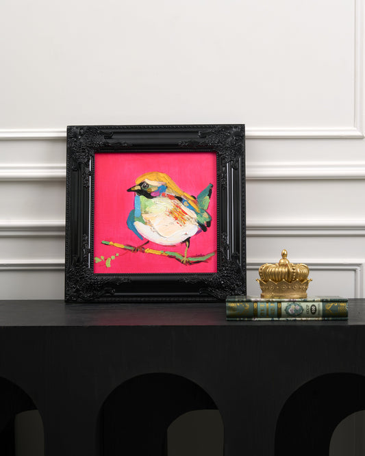 Lovebirds Painting (Handpainted), neon pink