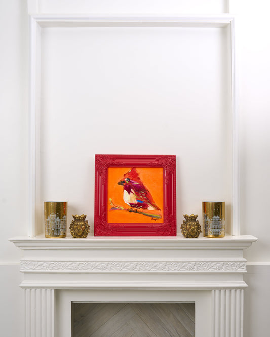 Lovebirds Painting (Handpainted), orange/red